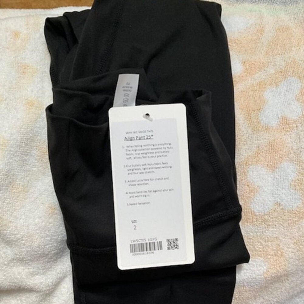 NWT Lululemon Align Pants, Black, Size 2